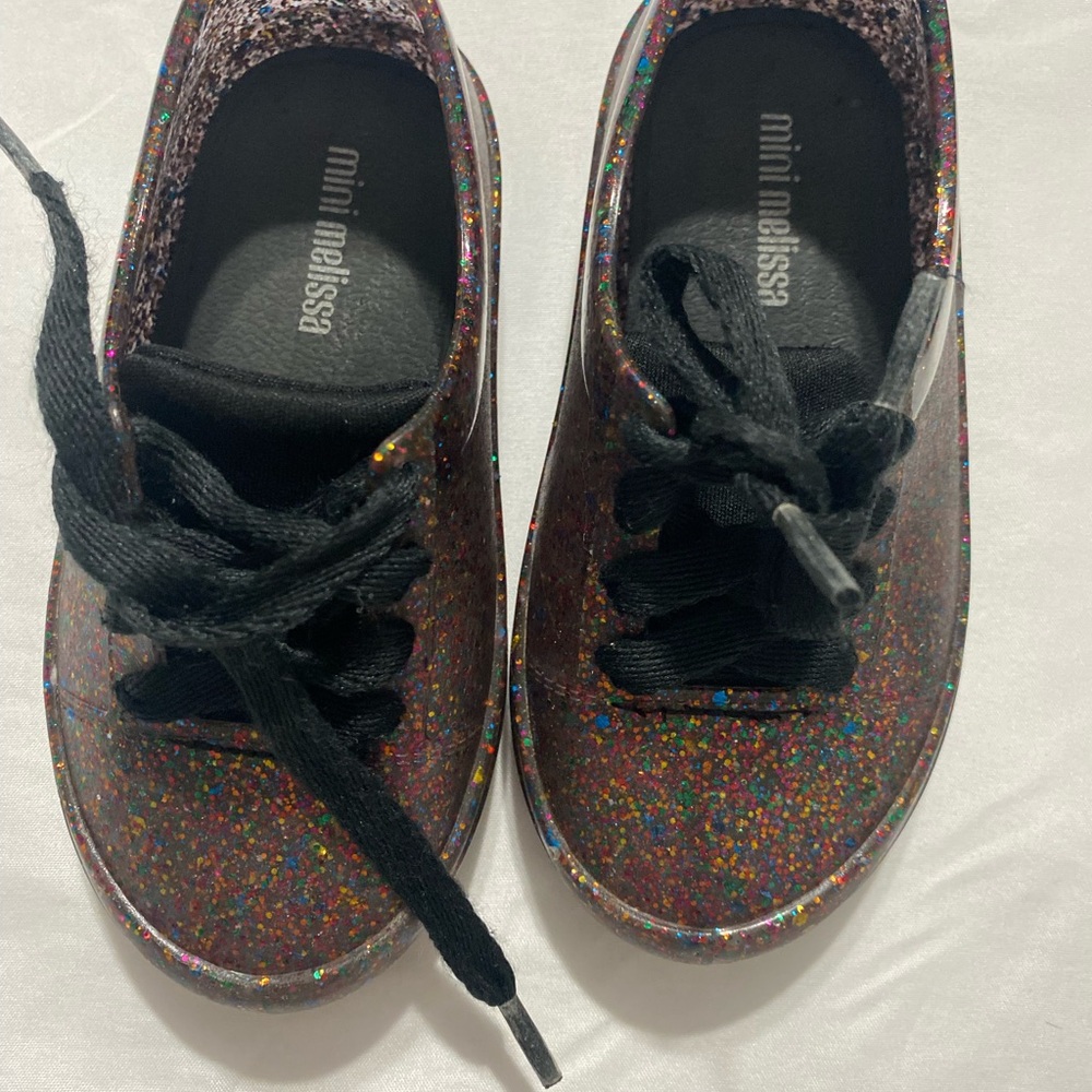 Mini Melissa Glitter Sneakers - Black and Multicolor